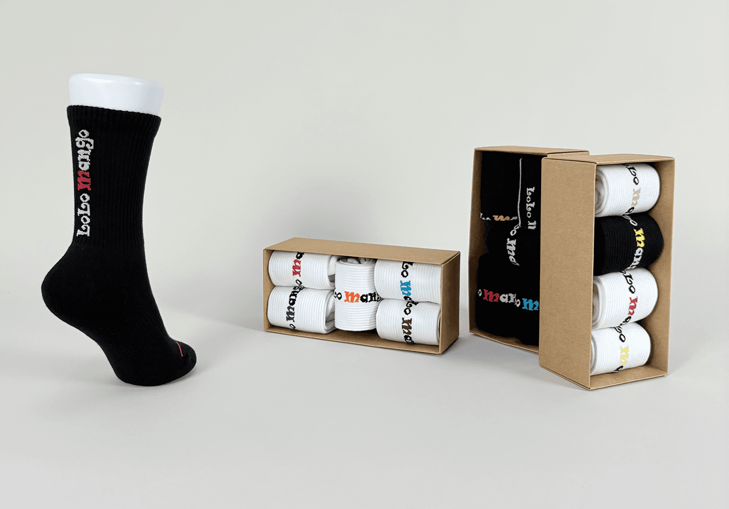 Kraft box packaging with socks